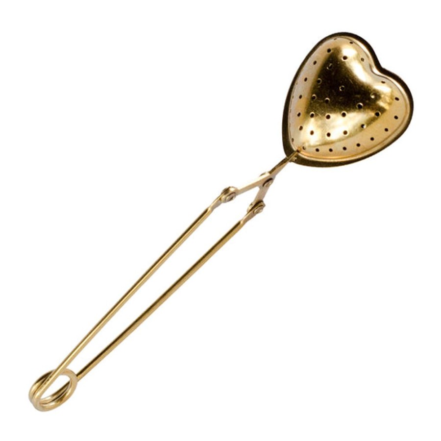 Teaware Creative Co-Op | Gold Heart Shaped Tea Infuser With Handle