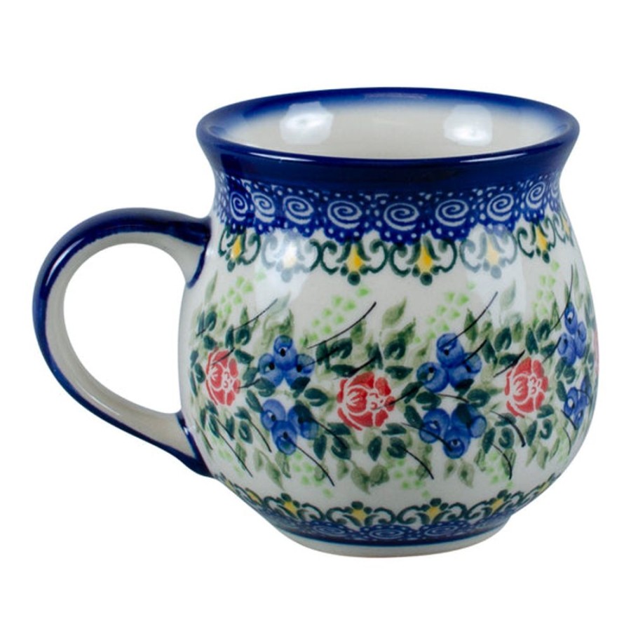 Teaware Stash Tea | Polish Pottery Blueberries And Roses Bubble Mug