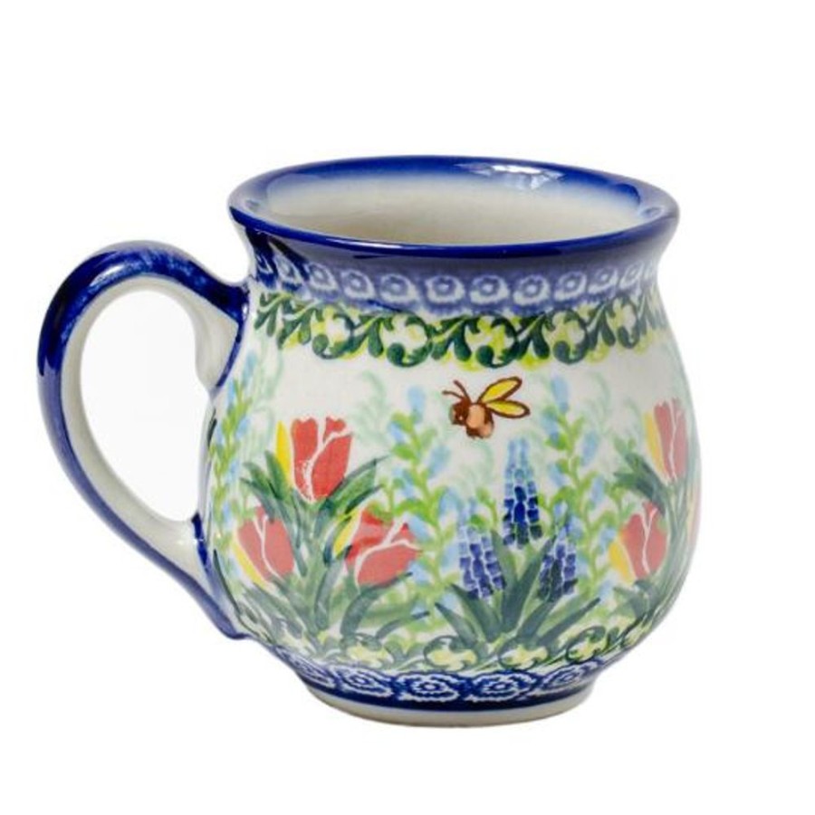 Teaware Stash Tea | Polish Pottery Red Tulip & Bee Bubble Mug