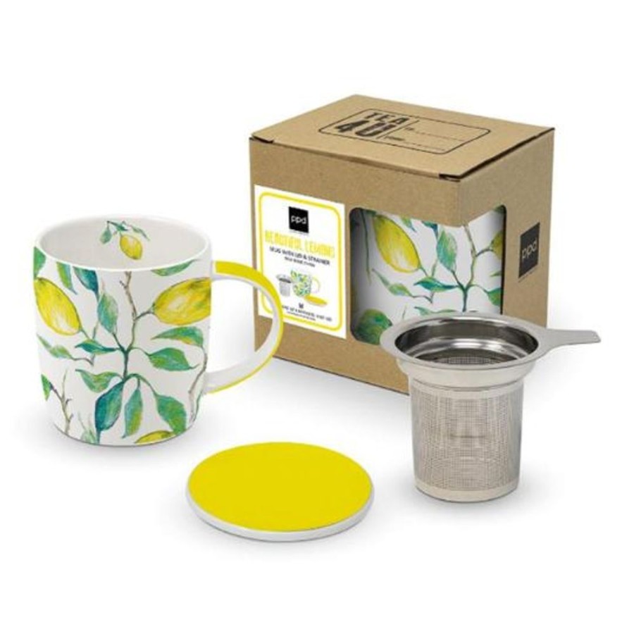 Teaware Stash Tea | Beautiful Lemons Mug With Lid And Infuser