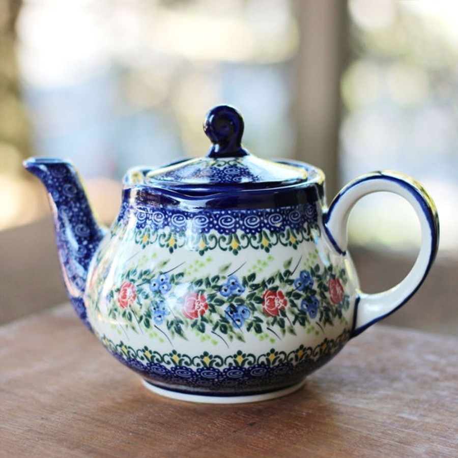 Teaware Stash Tea | Polish Pottery Blueberries And Roses Teapot