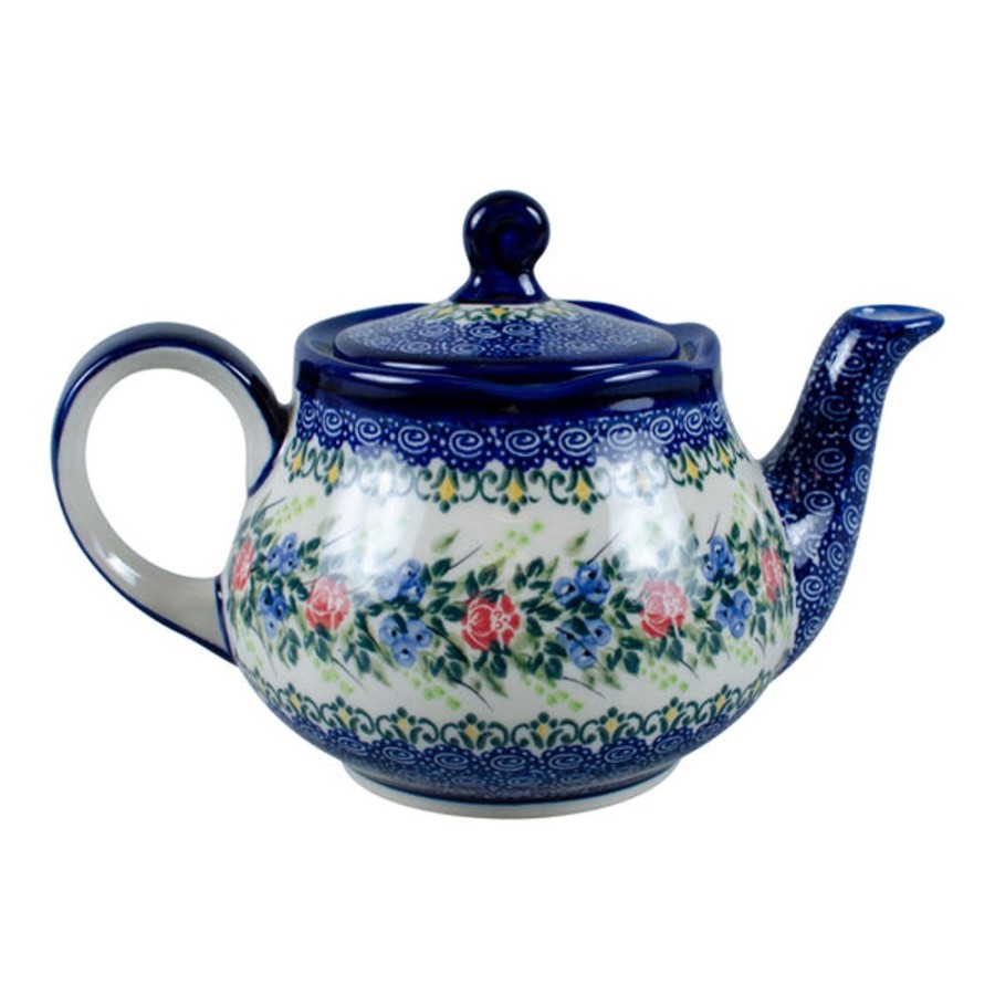 Teaware Stash Tea | Polish Pottery Blueberries And Roses Teapot