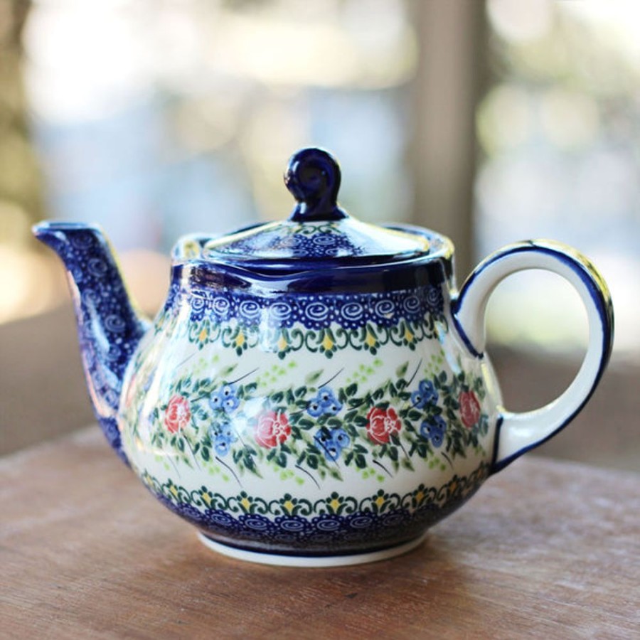 Teaware Stash Tea | Polish Pottery Blueberries And Roses Teapot